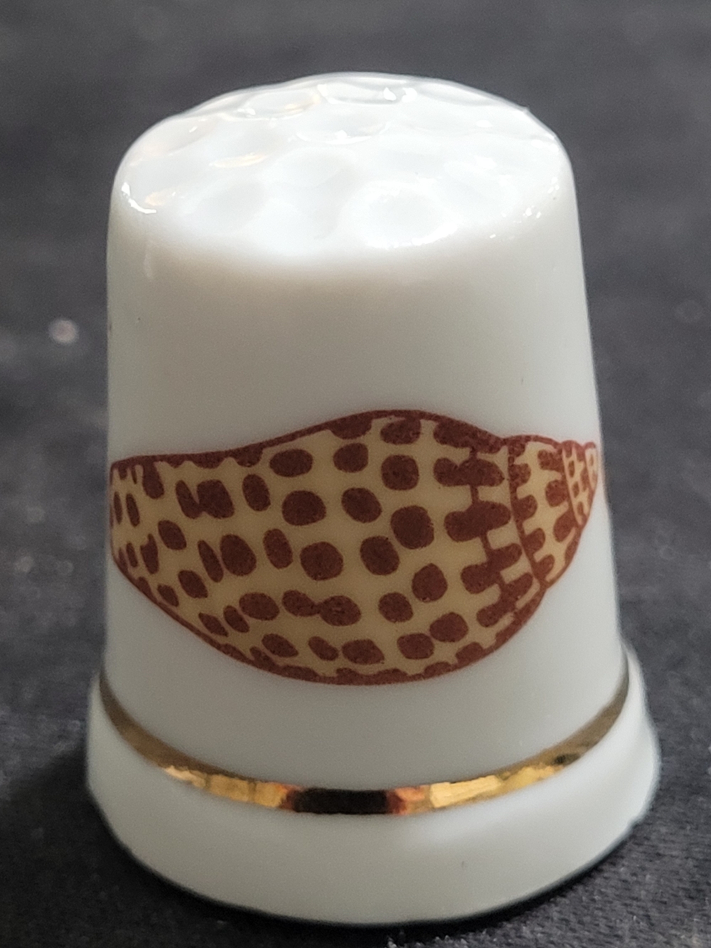 Porcelain White and Gold Seashell Thimble - Decorative Home Accent Ocean City MD